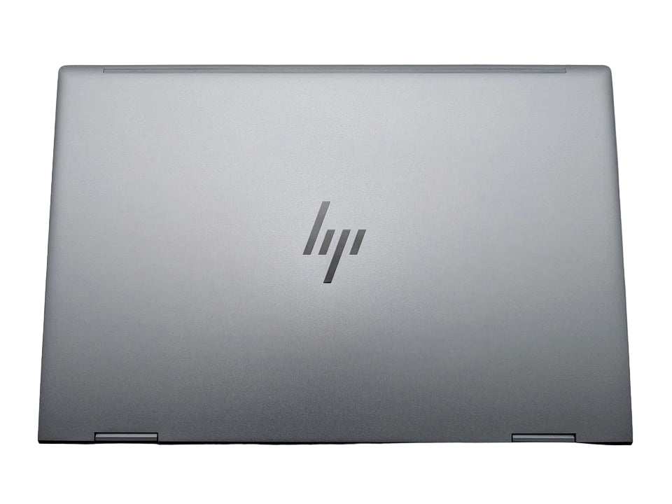 HP laptop on a gray background